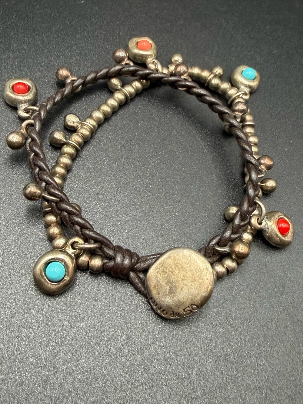 Uno de 50 Multistrand bracelet #582 braided leather